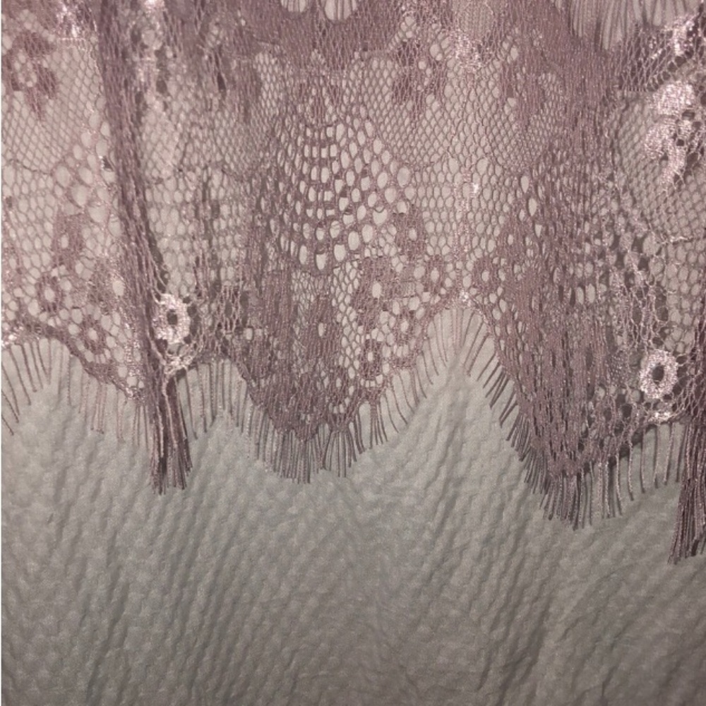 Sheer Side Shiny Lace and Cotton Plus Size Lavender Cardigan & Skirt XXL 47-52” - Picture 4 of 12
